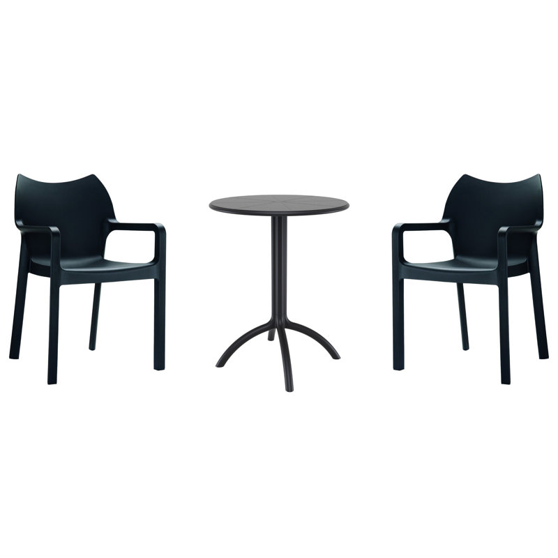 Adrian  2 - Person 23.6" Round Bistro Set, Black