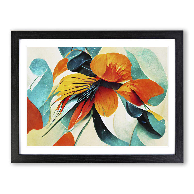 Floral Abstract Vol.4 1 Piece Single Picture Frame Wall Art, 46cm H x 64cm W x 2cm D, Black
