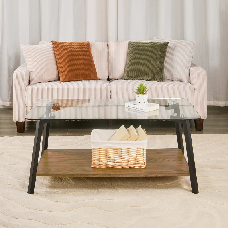 Table basse moderne avec plateau en verre trempé