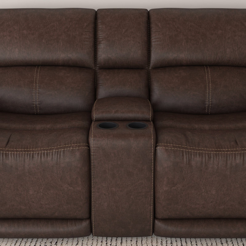 Bryce Power Reclining Loveseat with Console and Power Headrest, Brown