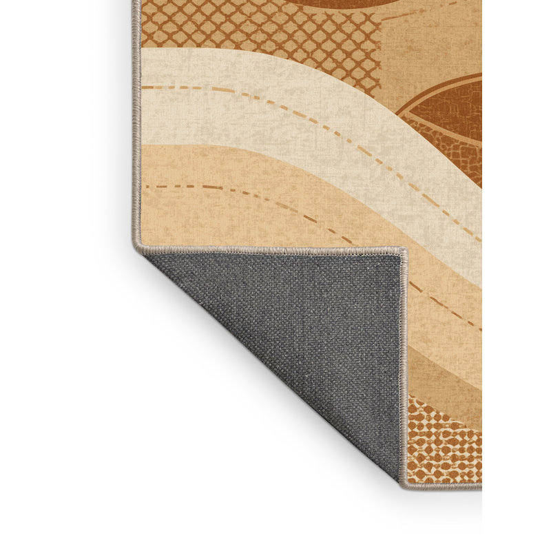 Tapis moelleux moelleux d'inspiration mondiale Maspeth en beige - reliure beige, 6 X 9