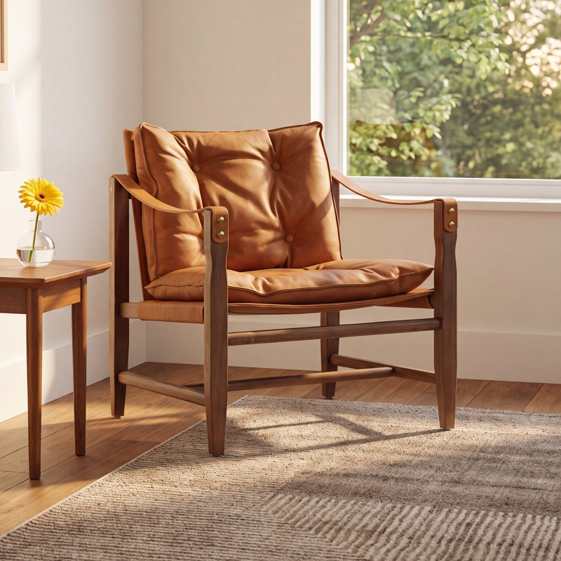 Favian 25.5'' Wide Armchair, Kennison Cognac Genuine Leather