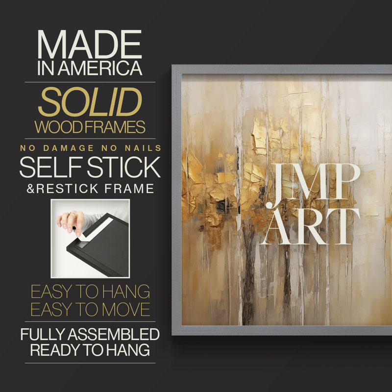 Abstract Series-CLX -Framed Print - Restickable, 16" H x 20" W, Grey