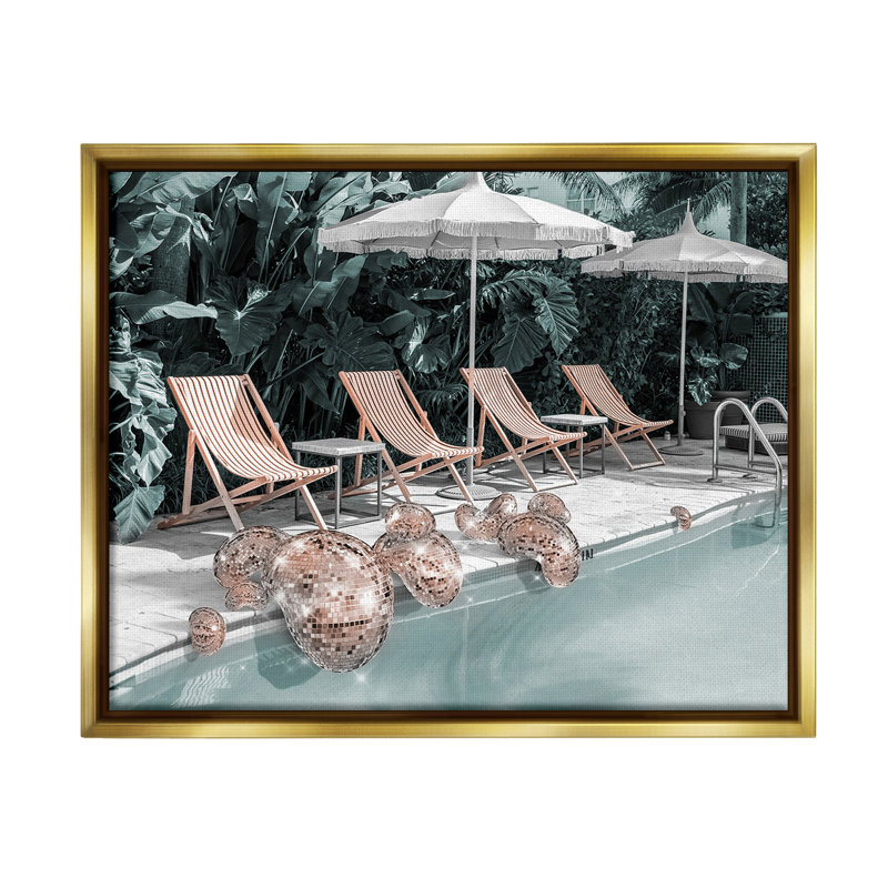 «Tropical Disco Balls Floater Frame» par Ziwei Li sur, Cadre flottant métallique doré, H 17 po x l 21 po