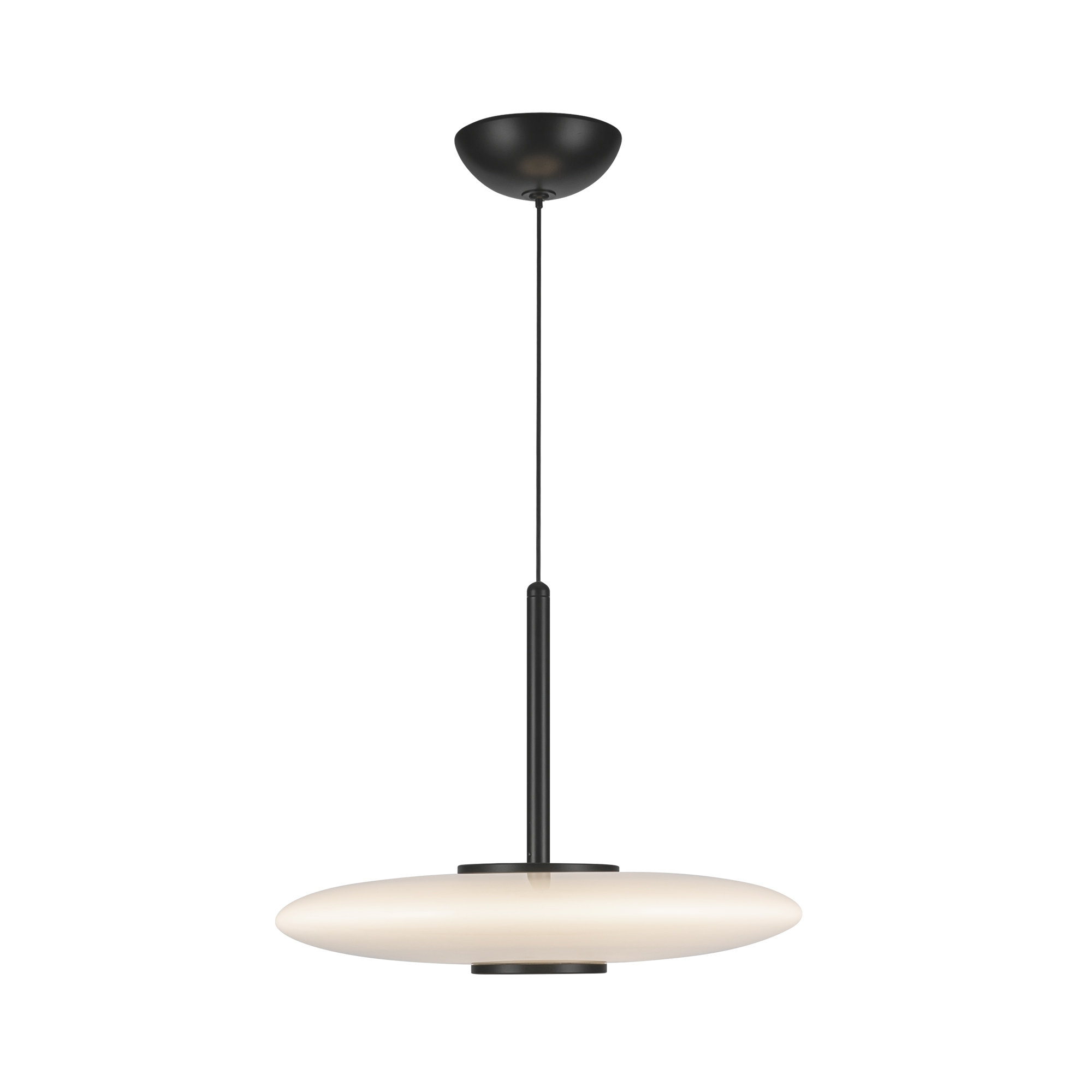 Harden 17-In Glass LED Pendant, Black, Glossy Opal