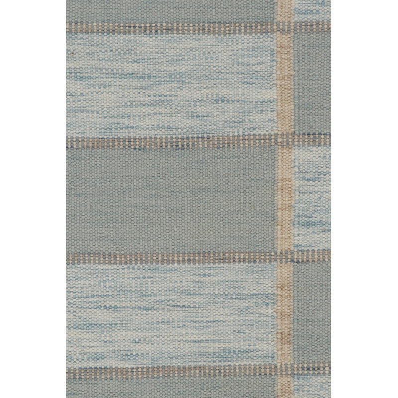 Scandinavian Hand Knotted Wool Geometric Area Rug, Runner 3' x 12'