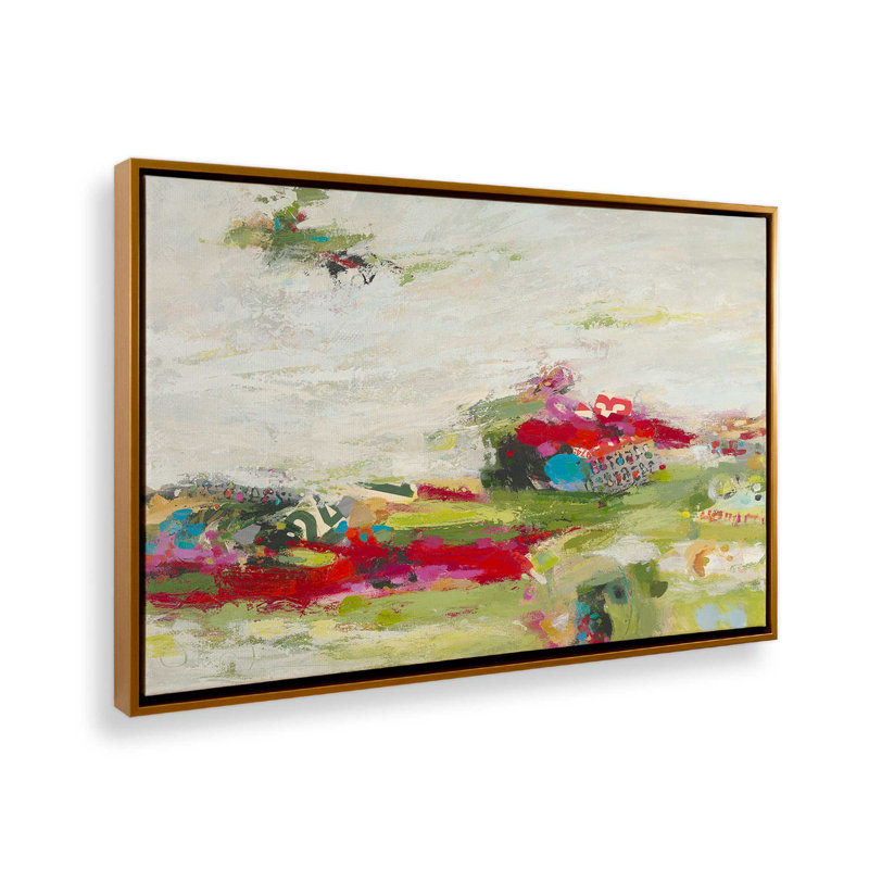 «Survol de l'aperçu II» par Janet Itsne, «Floater», reproduction encadrée sans passe-par, H 32 po x l 48 po, Doré