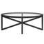 Table basse contemporaine en verre simple avec base en bois de conception unique pour la terrasse - Chaleur, bordure en bois massif de peuplier moderne et surface en bois trempé facile à entretenir, 250 lb-1714919310