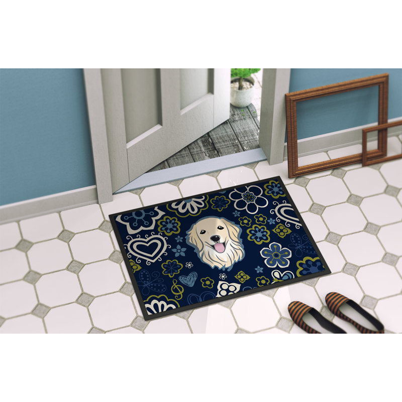 Tapis d'extérieur antidérapant Toluca, L 18 po x L 27 po, Golden retriever 1