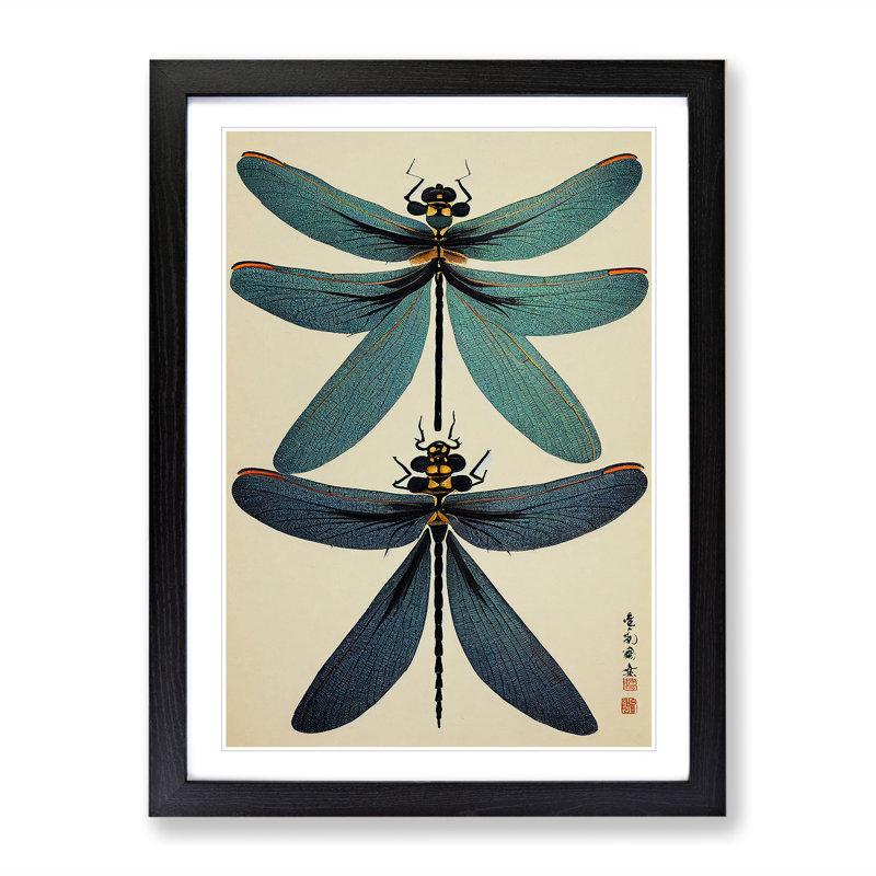 Precious Dragonflies - Wall Art, Black Framed, 36cm H x 27cm W, White