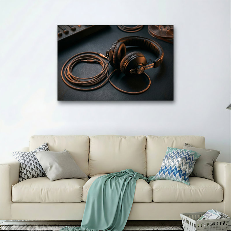 Casque, câble, toile, art mural, ensemble de 1, 18"H x 24"W, Wrapped Canvas