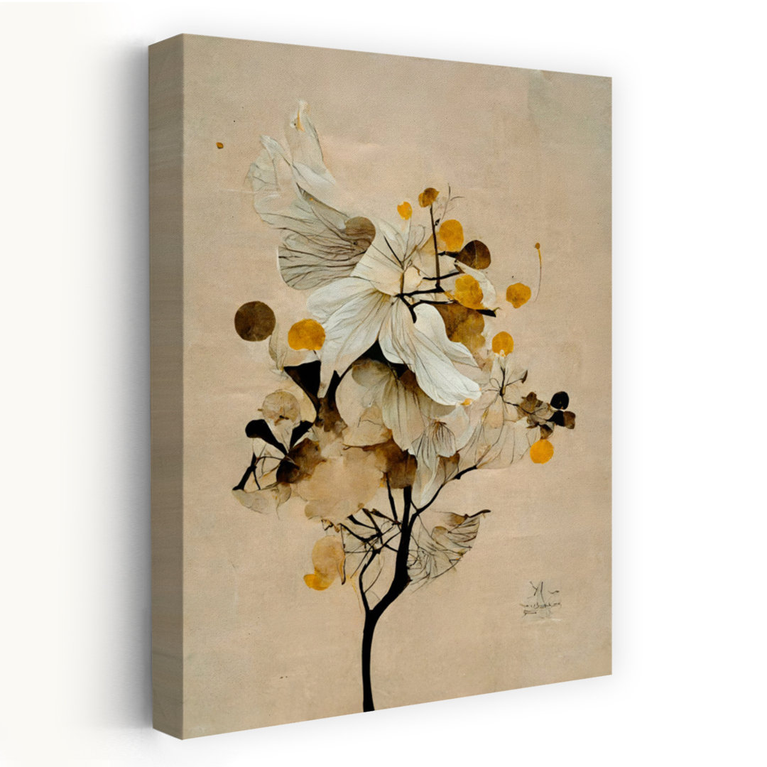 Whimsical Blooms Abstract Modern Vintage Flower Wall Art Print