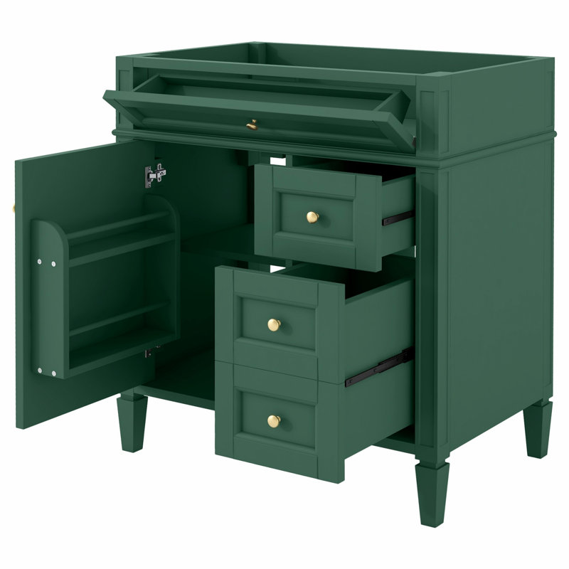 Armoire de rangement de salle de bain avec 2 tiroirs et un tiroir basculant, Vert