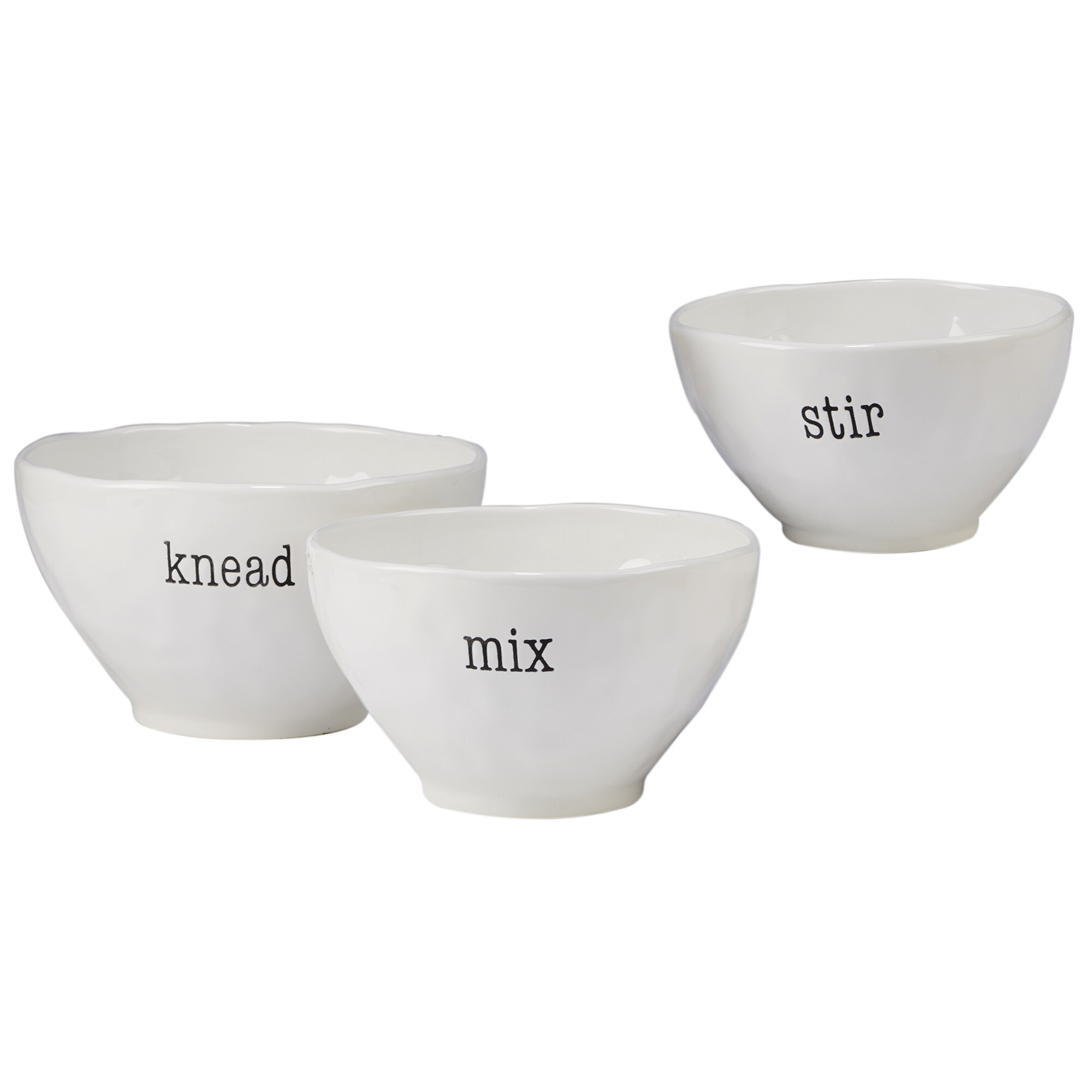 MARTHA STEWART Everyday 3-Piece Ceramic Mixing Bowl Set in White