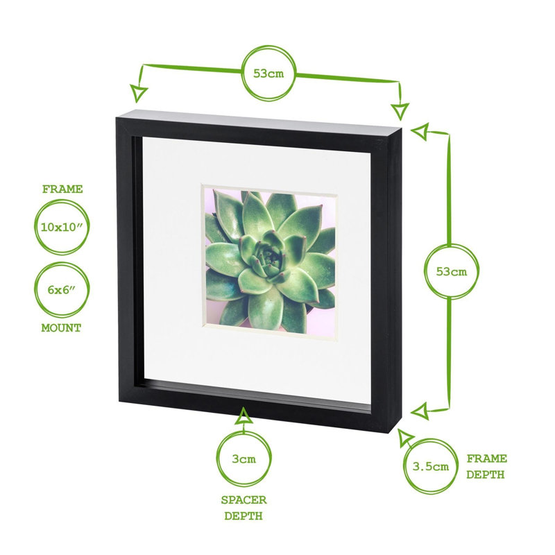 Nicola Spring - 3D Box Photo Frames, 27.5cm H x 27.5cm W x 3.5cm D, Grey/White