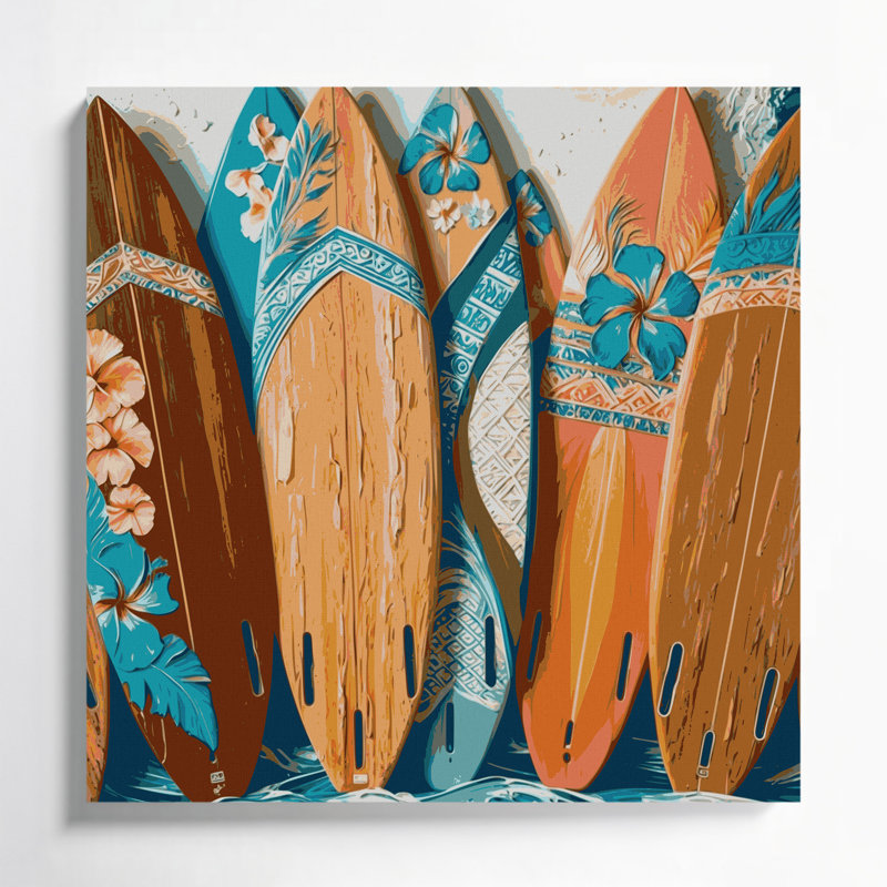 Toile hawaïenne, art mural sur toile brune, H 12 po x l 12 po