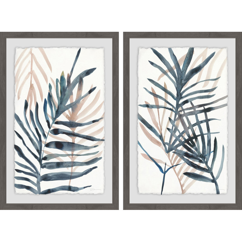 « dark palms ii », ensemble de 2 reproductions de peintures à l’aquarelle encadrées, H 36 po x l 24 po x L 1,5 po