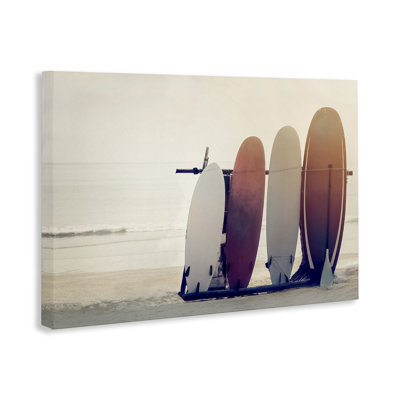 Beach Surfboards Leaning Canvas Wall Art by Mike Calascibetta