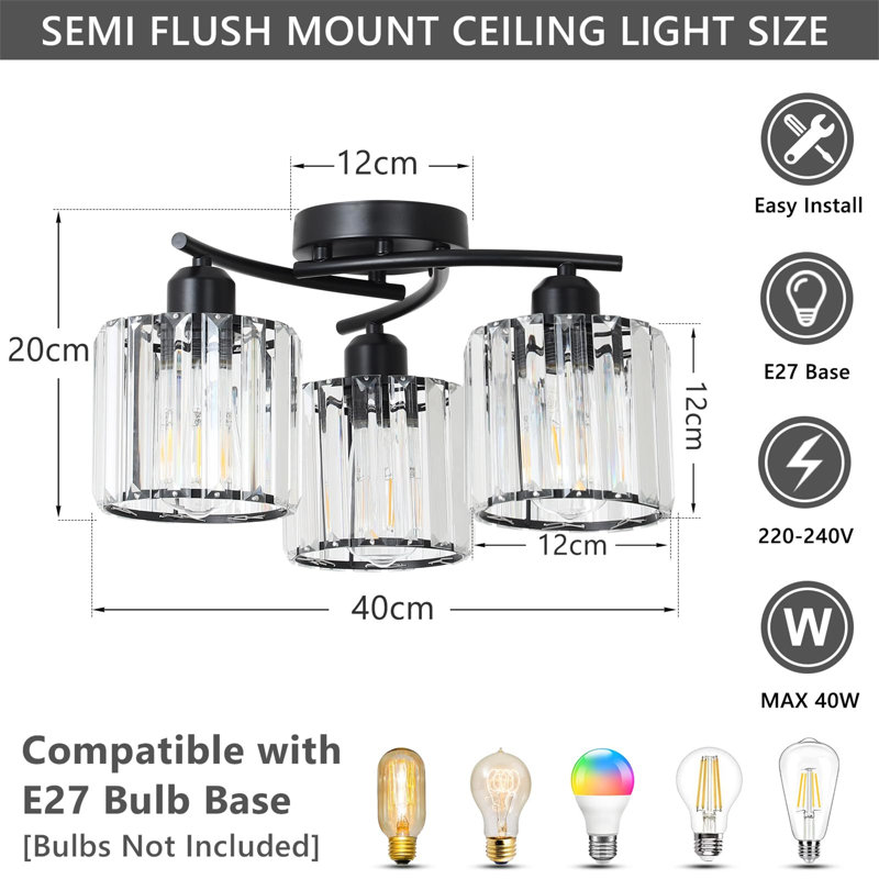 Semi Flush Mount, Matte Black