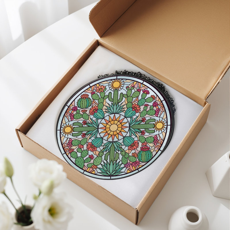 Vitrail Cactus Sunburst, 7.8"H