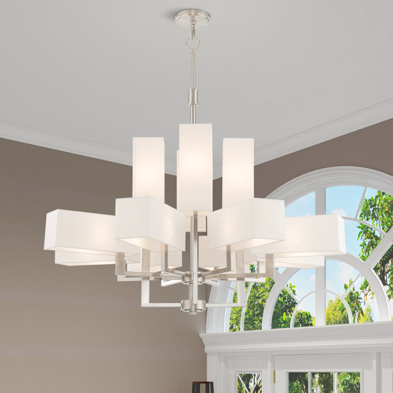 Azil 12 - Light Dimmable Chandelier, Brushed Nickel