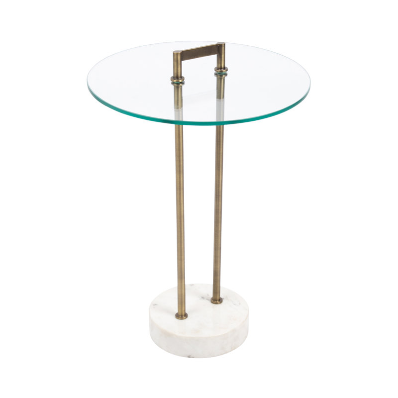 Cerullo Glass and Marble Round Side Table, White