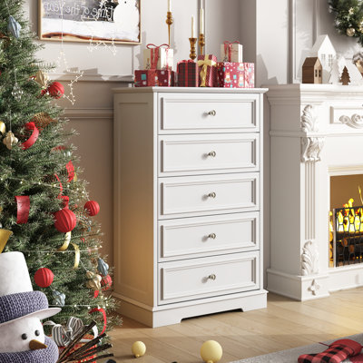 Goode 27.5'' W Vintage 5-Drawer  Dresser with Bronze-Colored Handles