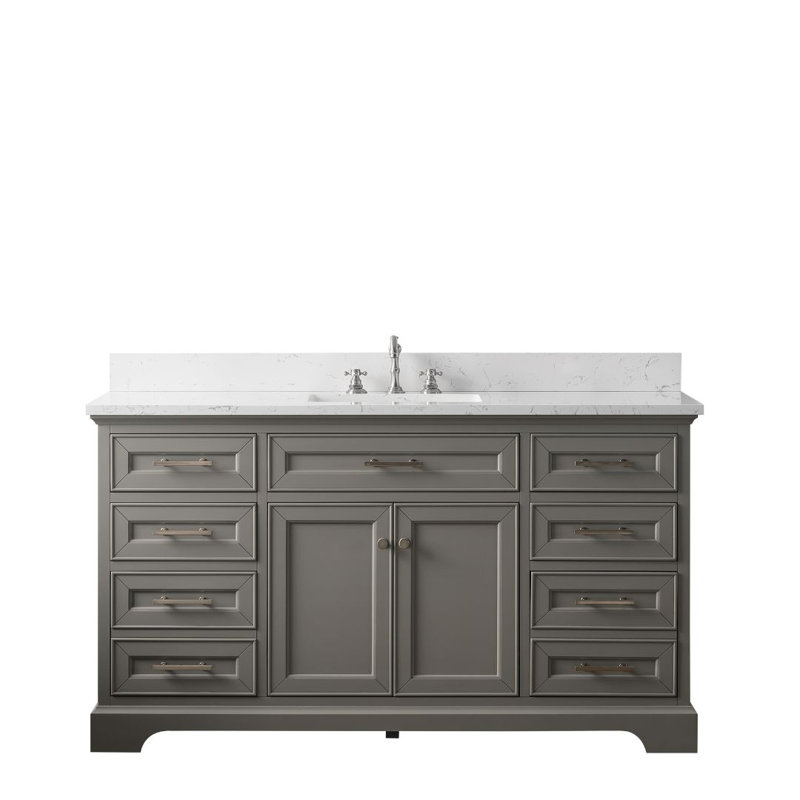 Thompson 60" W Single Bathroom Vanity, Gray/Brushed Nickel