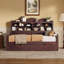 Lit de jour simple avec tiroirs de rangement et étagère de tête de lit, canapé-lit en bois de style rétro, espresso-288800165