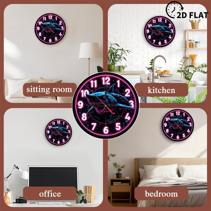 Shark Neon Wall Clock