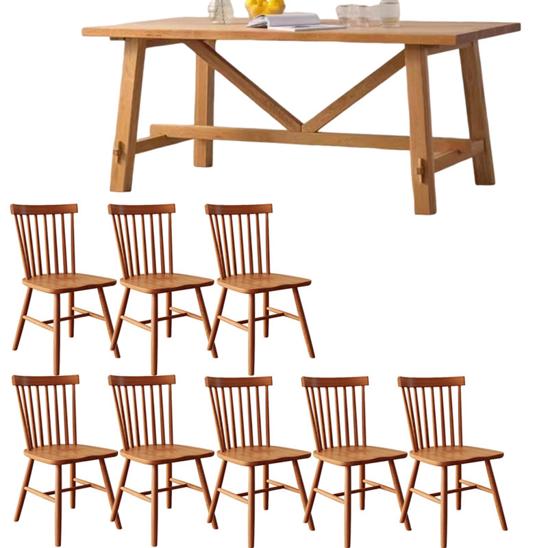Ensemble de table de salle à manger en bois massif de style japonais