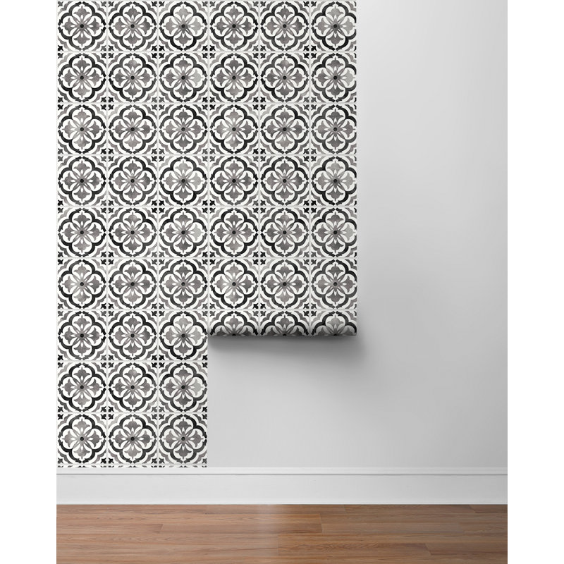 Papier peint adhésif à carreaux Sorento bleu marine Daisy Bennett Designs, Noir