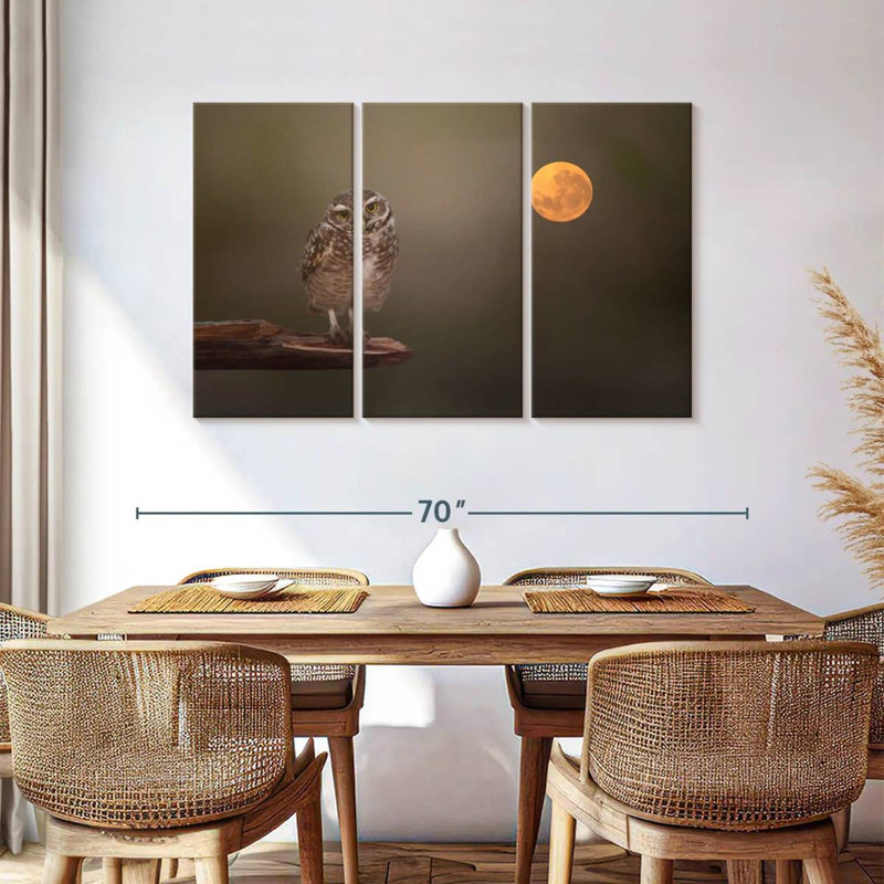 Brampt Owl Under The Moon, 36" H x 57" W