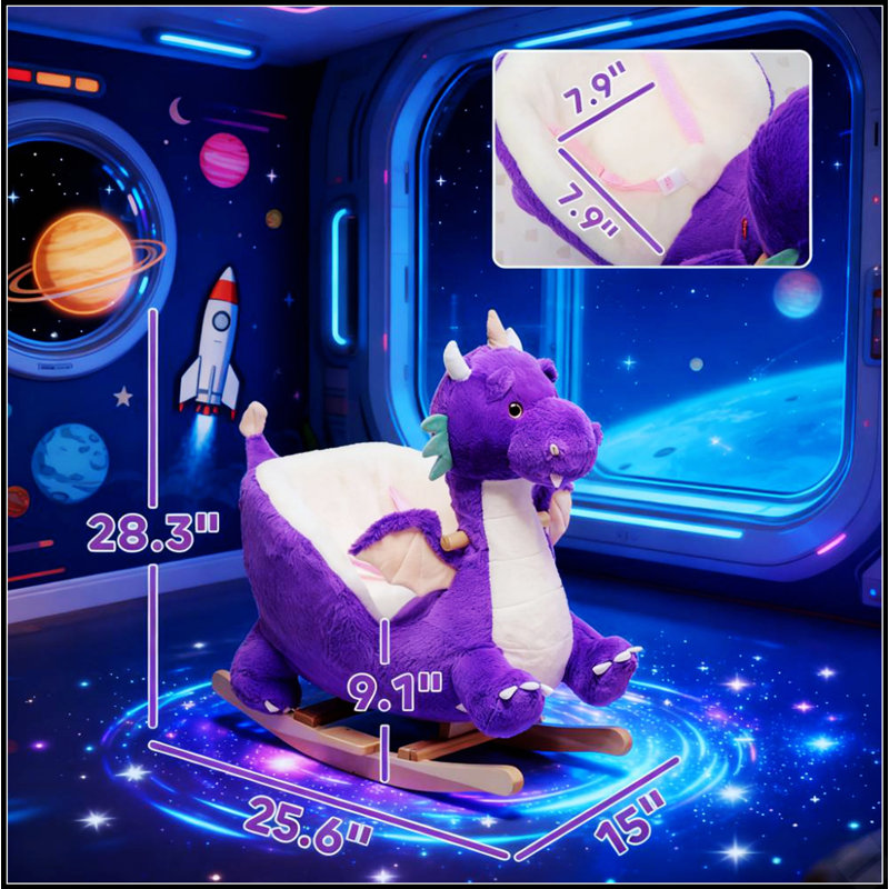 Dragon interactif mauve à bascule avec effets sonores pour le jeu créatif et l'imagination