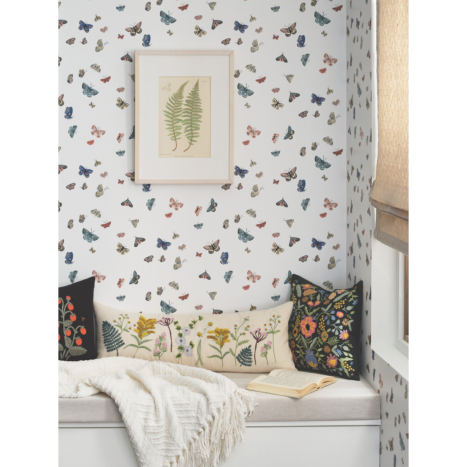 Butterfly House Peel and Stick Wallpaper, White