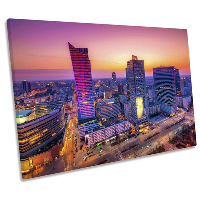Z1008 Warsaw City Skyline Poland 1 Piece Wrapped Canvas Wall Art
