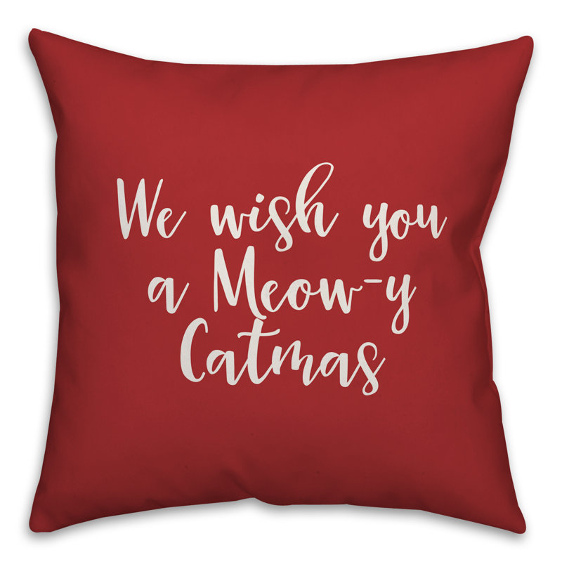  Coussin We We You You Meowy Catmas, Rouge, Coussin décoratif