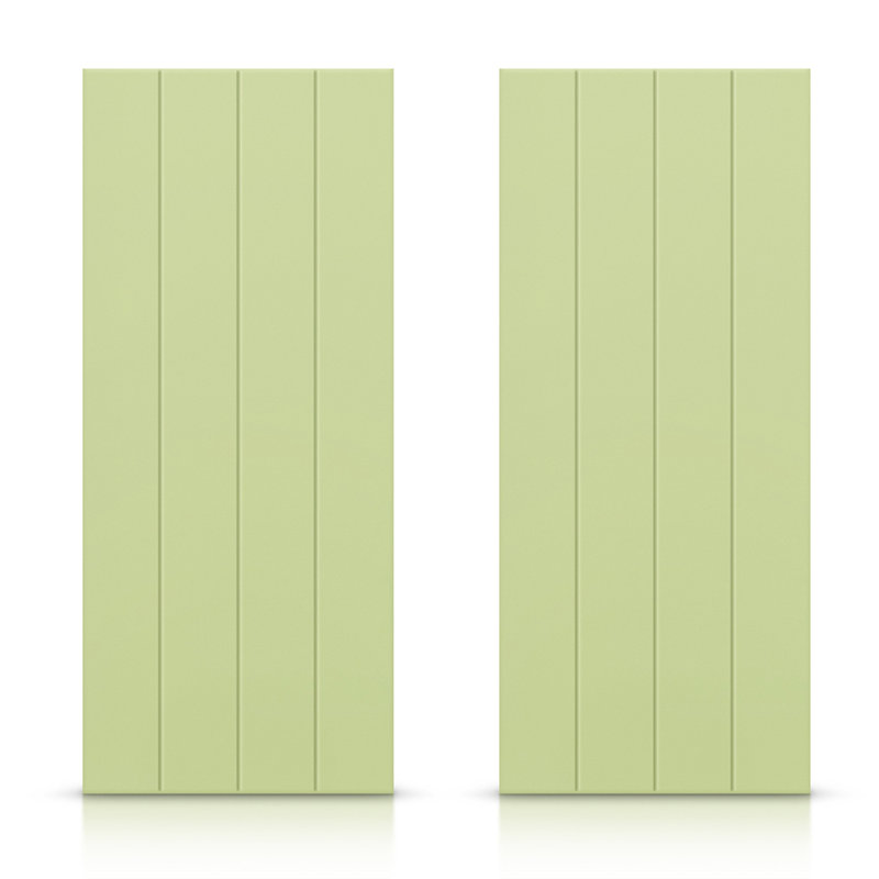 Porte de placard coulissante à panneaux en bois manufacturé, 60 po x 84 po, Vert sauge
