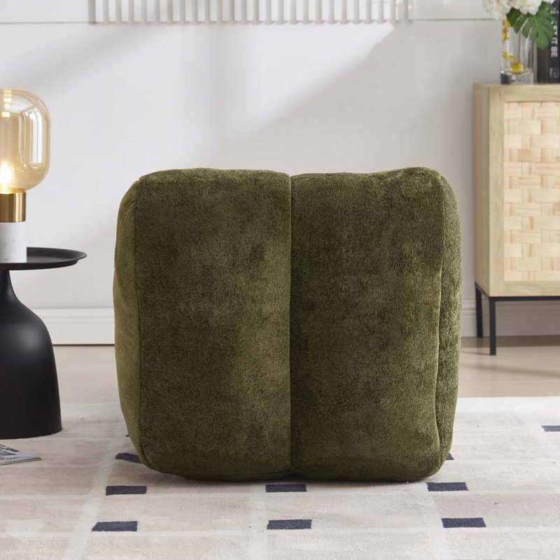 Pouf rembourré, Vert olive