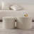 Beige Nesting Coffee Table Set of 2 Modern Drum Side Table End Table Wave Stripe Round Coffee Table for Living Room