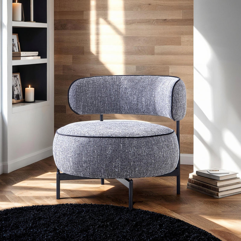 Chaise pivotante de conception moderne avec dossier incurvé et pieds en métal, Gris foncé