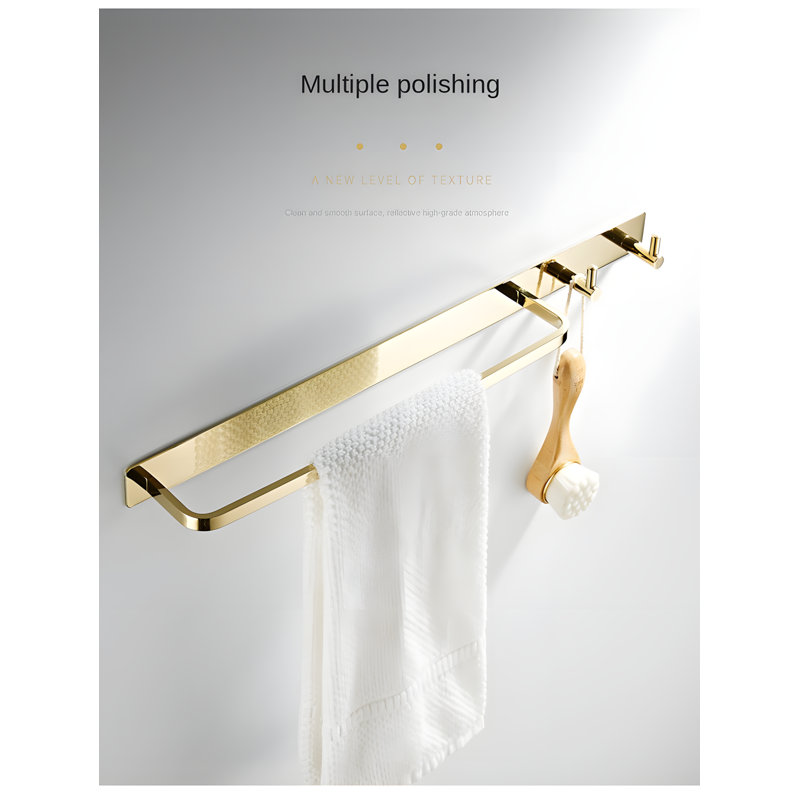 Porte-serviettes de luxe en laiton massif chromé avec crochets, porte-serviettes durable de conception scandinave pour salle de bain moderne et salle de douche