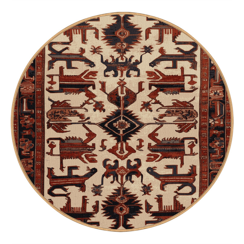 Tapis brun lavable à la machine, Rond 3 pi