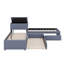 Lit plateforme simple tapissier en forme de L avec lit gigogne
