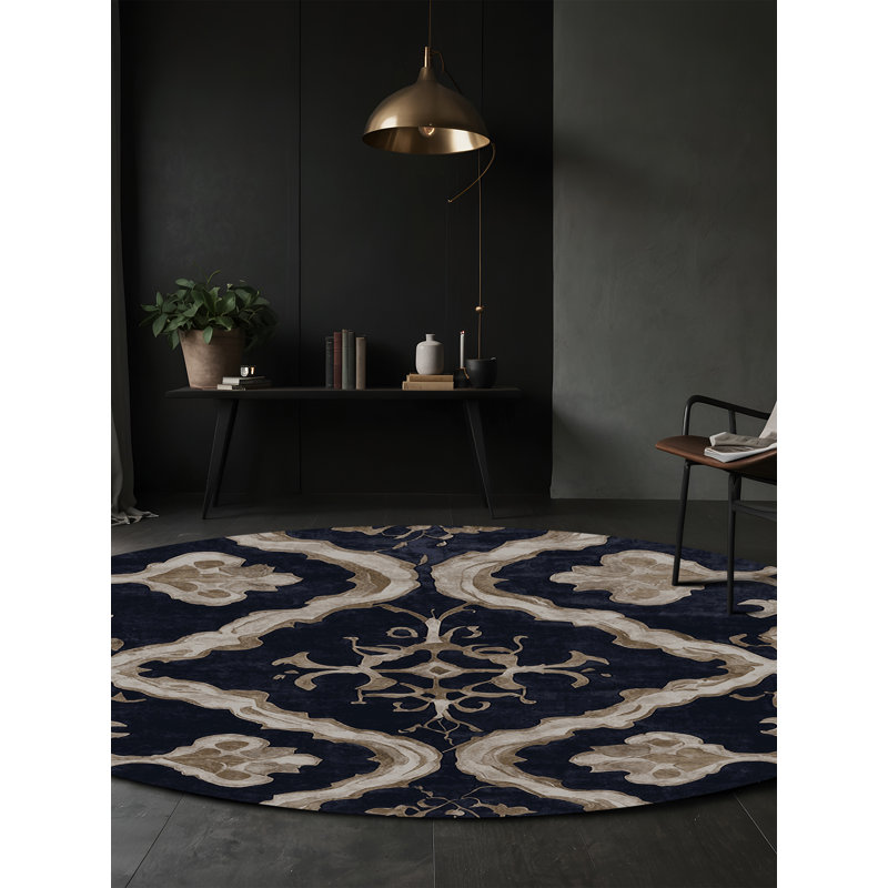 Machine Washable Gray Area Rug, Round 8'