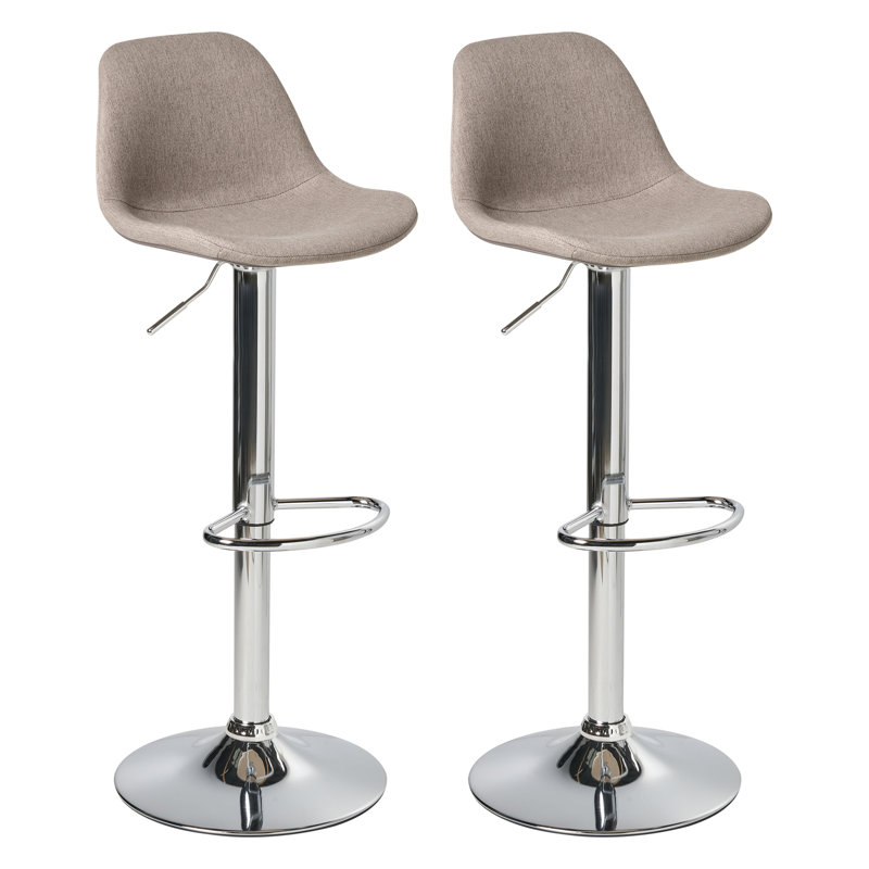 Swivel Upholstered Adjustable Height Counter Stool with Metal Frame, Beige Fabric