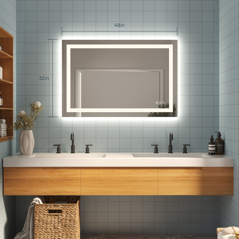 Coben Lighted LED Mirror with Defogger, Dimmer & Adjustable Color Temperature, 48'' H x 32'' W