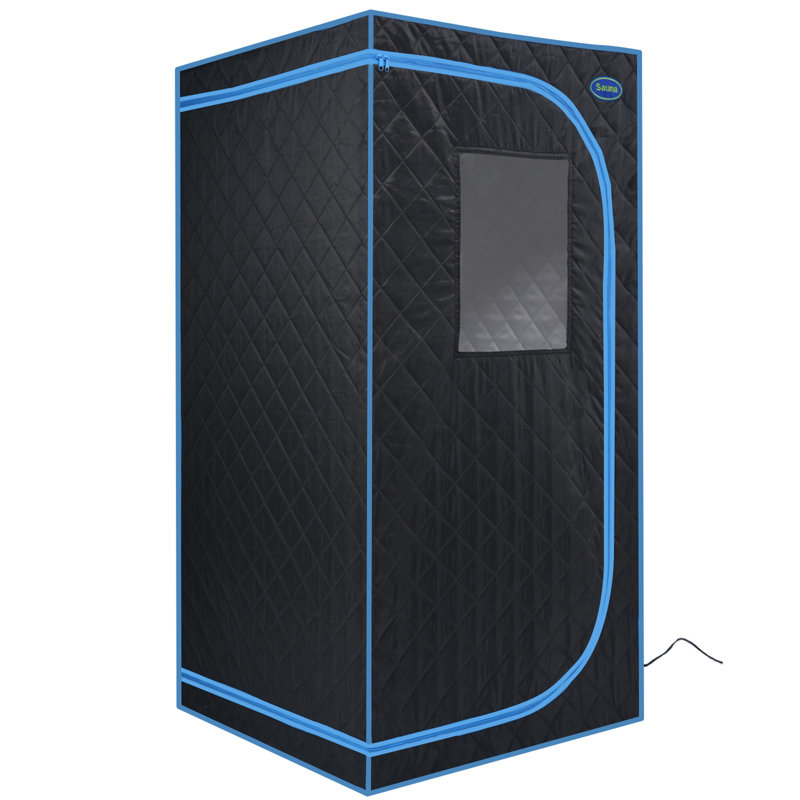 Portable Black Full Size Steam Sauna Tent–Personal Home Spa, With Steam Generator, Remote Control, Foldable Chair, PVC Pipes. Easy To Install,Fast Heating, With FCC & UL Certification.