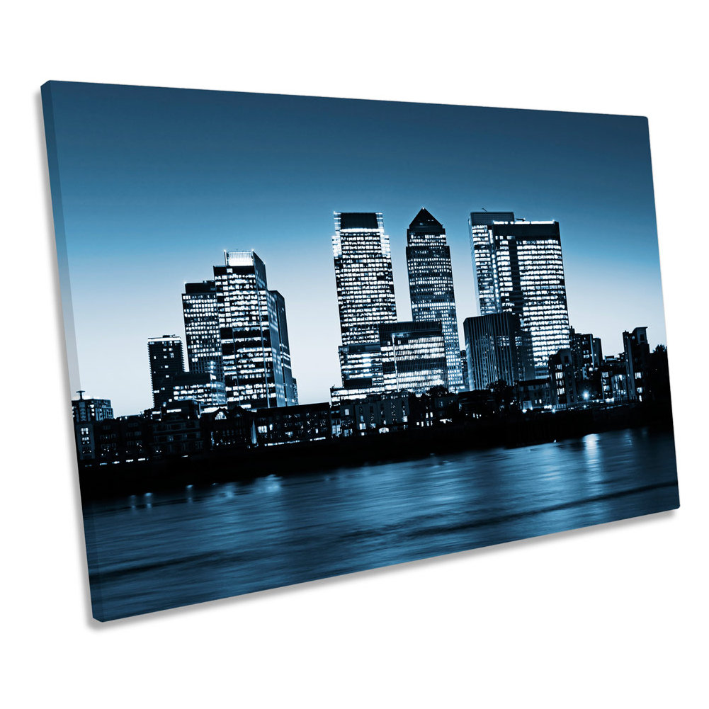 London Canary Wharf Blue City - Wrapped Canvas Print