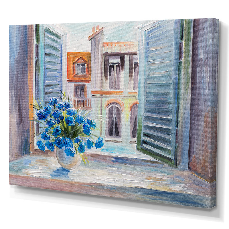 Fleurs bleues à Paris - reproduction d'art sur toile, H 8 po x l 12 po x P 1 po, Toile tendue
